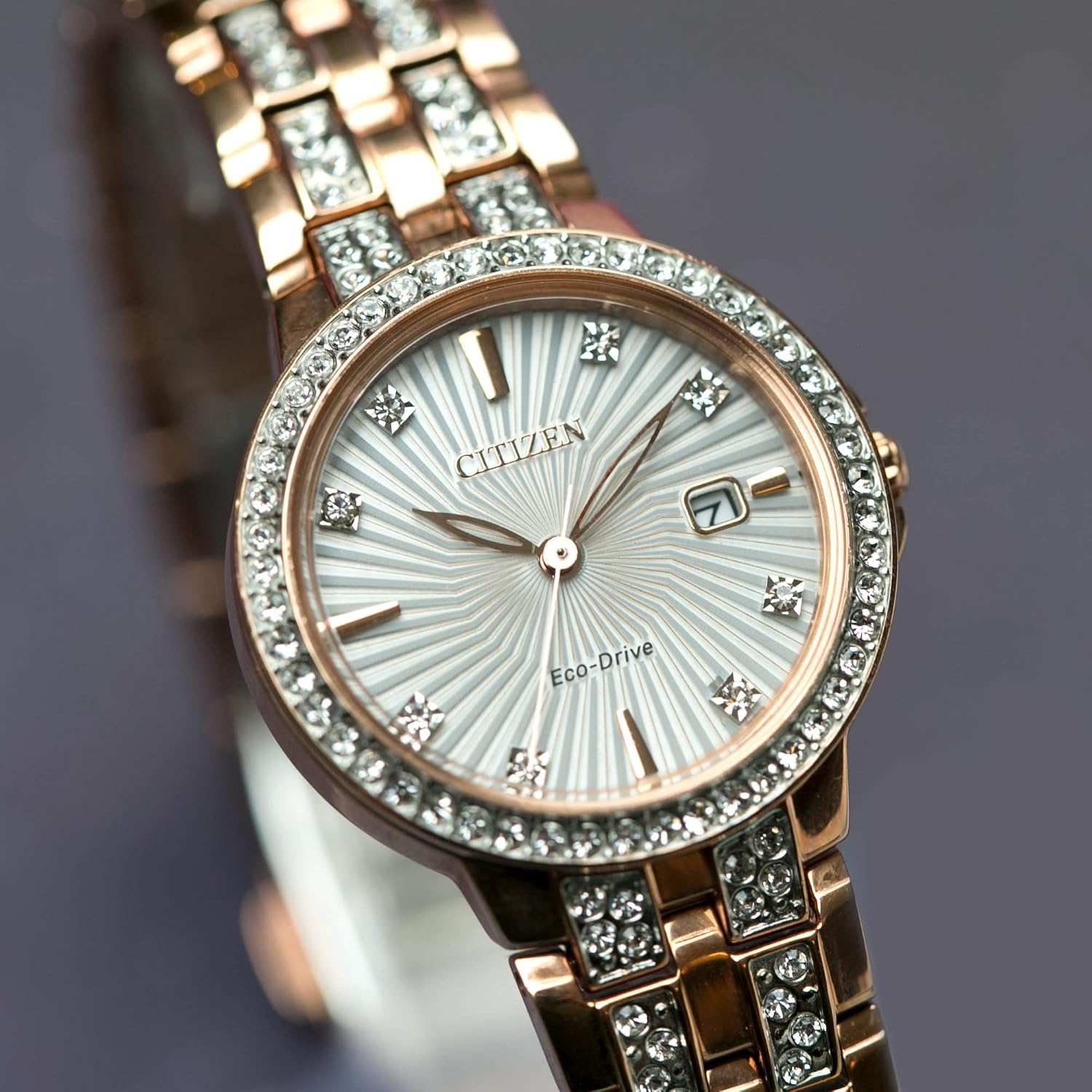 Citizen Ladies' Silhouette Crystal Eco-Drive Watch, 3-Hand Date