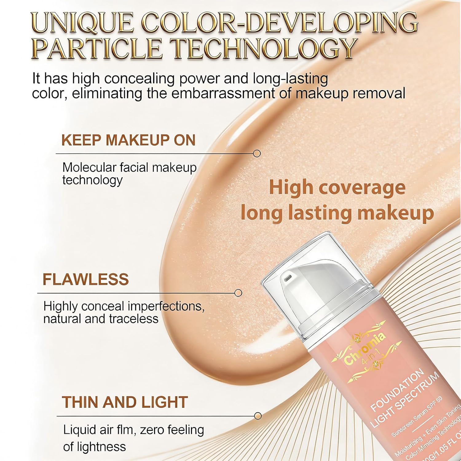 Adaptive Foundation - Color-Changing Liquid Makeup with SPF 50 & Hydrating Concealer - Long-Lasting, Water-Resistant, Natural Demi-Matte Finish - 1.05 fl oz