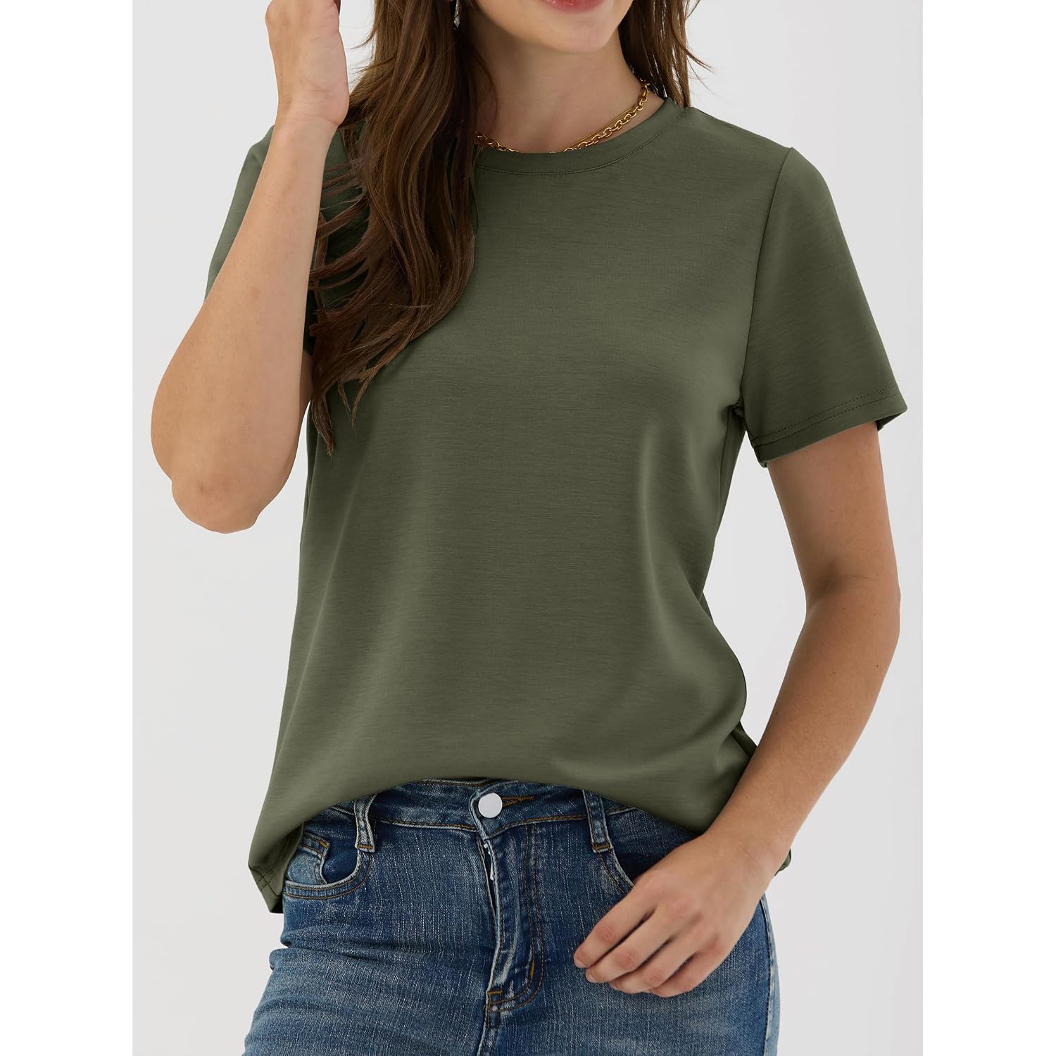 ANRABESS Women Short Sleeve Tops Summer Basic Tee Wrinkle-Free Trendy Cute T Shirts 2026 Spring Business Casual Outfits