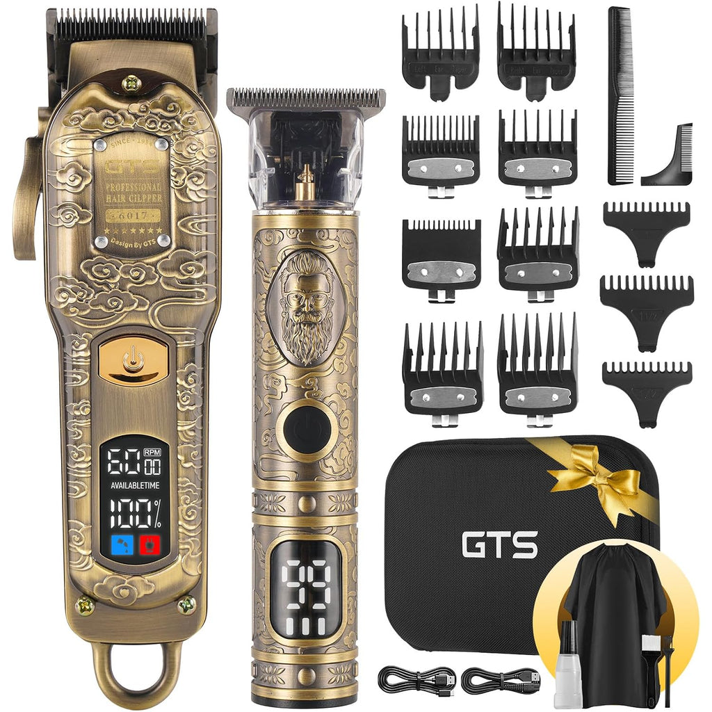 Gtsproprofessional Hair Clippers For Men – Cordless Barber Clippers With Lcd Display, Precision Trimmer & Travel Case – Gifts For Men Husband Father