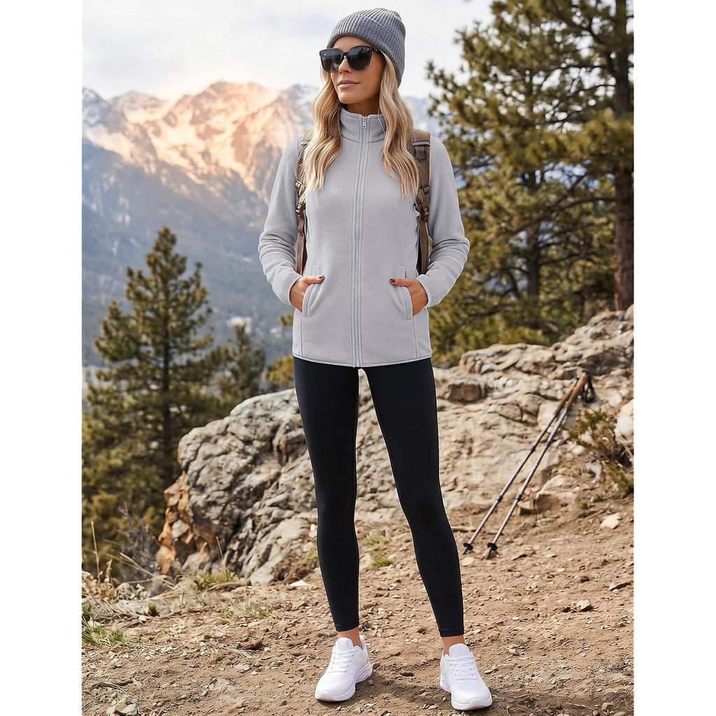 Zeagoo Fleece Jacket For Women Lightweight Full Zip Up Coat With Pockets | Long Sleeve Fleece Jackets Fall Outwear Outfits Hiking Athletic Clothes Warm Winter Clothes