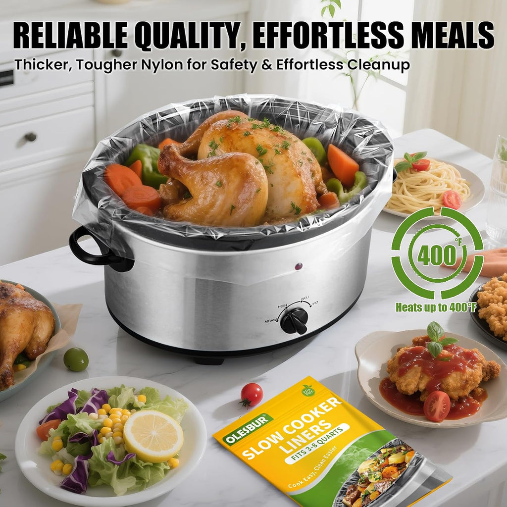 Olesbur 30 Count Slow Cooker Liners, 13"X21", Fits 3-8 Quarts, Disposable Pot Liners Compatible With Crockpot, Oval Large Size, Bpa-Free Cooking Bags, Kitchen Accessories, Cook With Ease