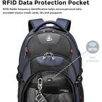 Swissdigital Design Laptop Backpack With Usb Charging Port, Travel Backpack Fits 15.6 Inches Computer, 31L College School Backpack For Men, Blue/Black | Sd803-12