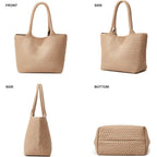 BOYATU Woven Tote Bag for Women: Vegan Leather Purse with 1 Zipper Clutch - Handwoven Tote for Travel Vacation Beach Weekend