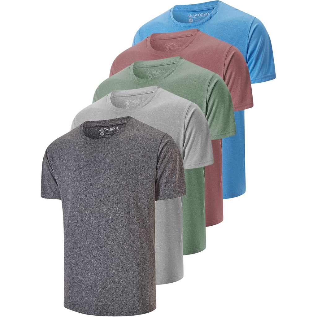 5 Pack Men'S Dry Fit T Shirts Athletic Running Gym Workout Short Sleeve Tee Shirts For Men