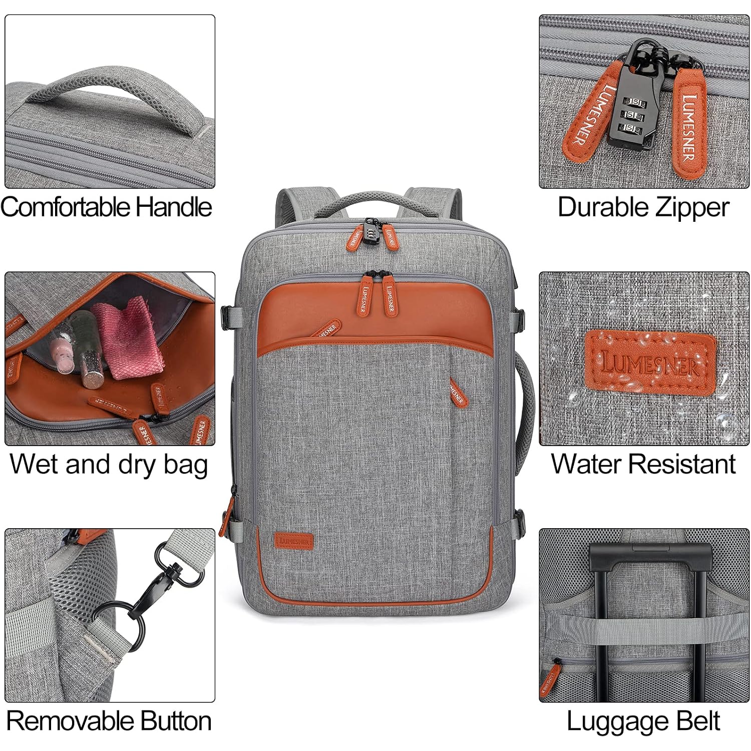 Lumesner 40L Expandable Carry On Travel Backpack With 4 Packing Cubes | Flight Approved, Fits 17 Inch Laptop, Water-Resistant, Suitcase Backpack, Business Weekender Luggage, Gift For Men & Women