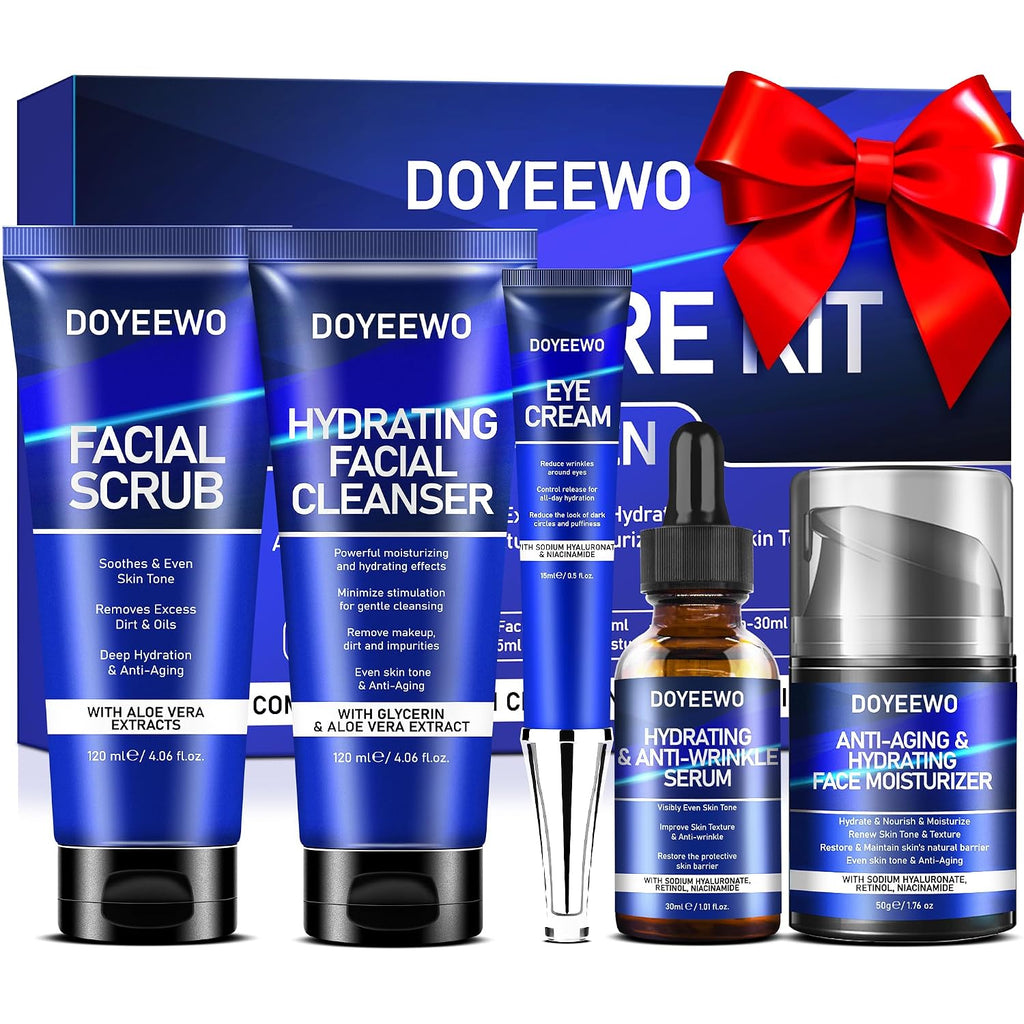 Skin Care For Men,Hydrate,Firm,Anti-Aging & Wrinkle Facial Face Routine Kit | Mens Skin Care Kit Gift Set Birthday Valentines Christmas Gifts Baskets For Young Men Him Teen Boy Boyfriend