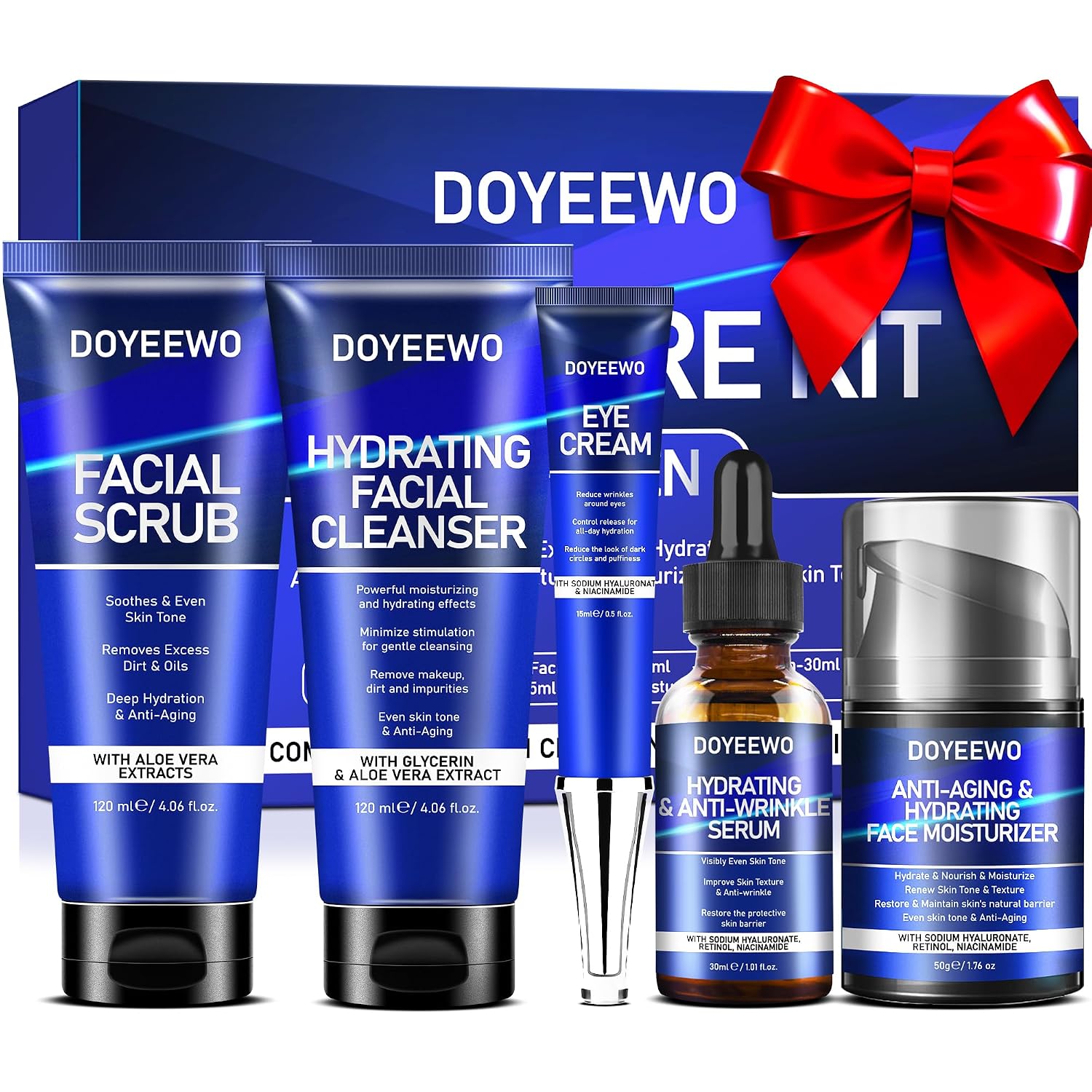Skin Care For Men,Hydrate,Firm,Anti-Aging & Wrinkle Facial Face Routine Kit | Mens Skin Care Kit Gift Set Birthday Valentines Christmas Gifts Baskets For Young Men Him Teen Boy Boyfriend