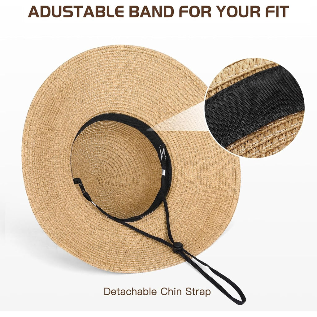 Beach Hat for Women, Wide Brim Sun Straw Hats for Women, Sun Hat Womens UPF 50+ UV Protection, Floppy Foldable Summer Hats