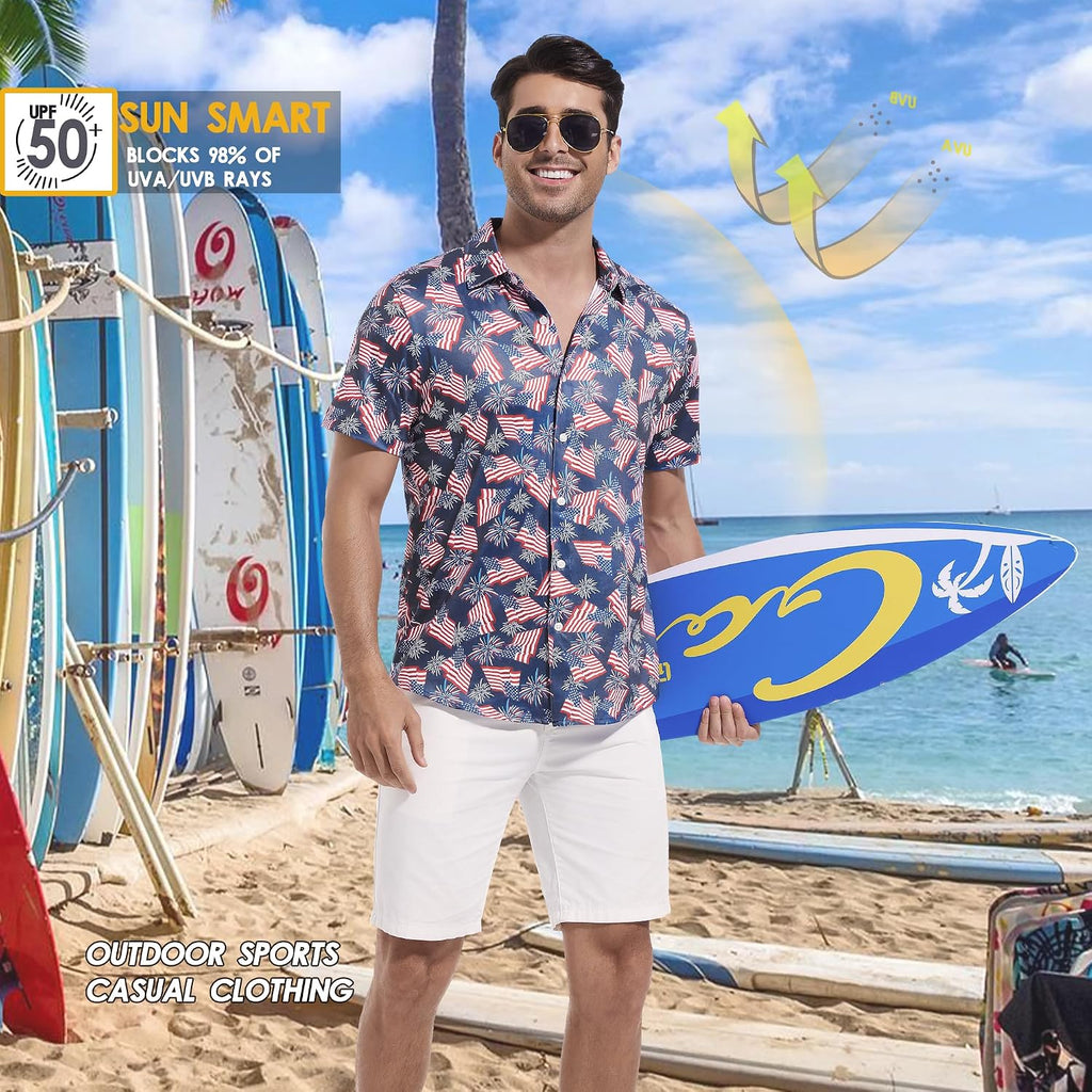 Mens Hawaiian Shirts Regular Fit Short Sleeve Casual Button Down Summer Tropical Beach Shirts