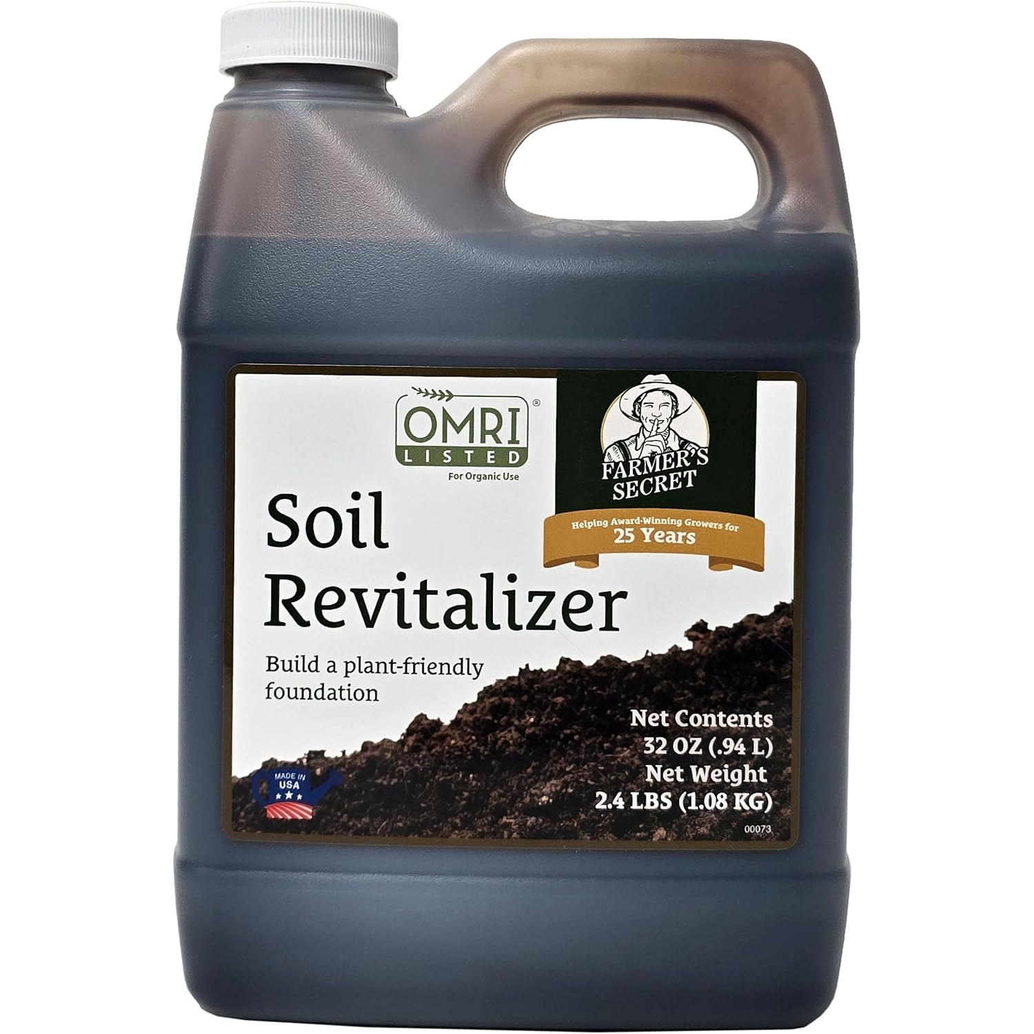 Farmer’S Secret Soil Revitalizer - Organic (Omri Listed) Dirt Health Booster - Liquid Compost Soil Amendment - Activated Humic Acid (32Oz)