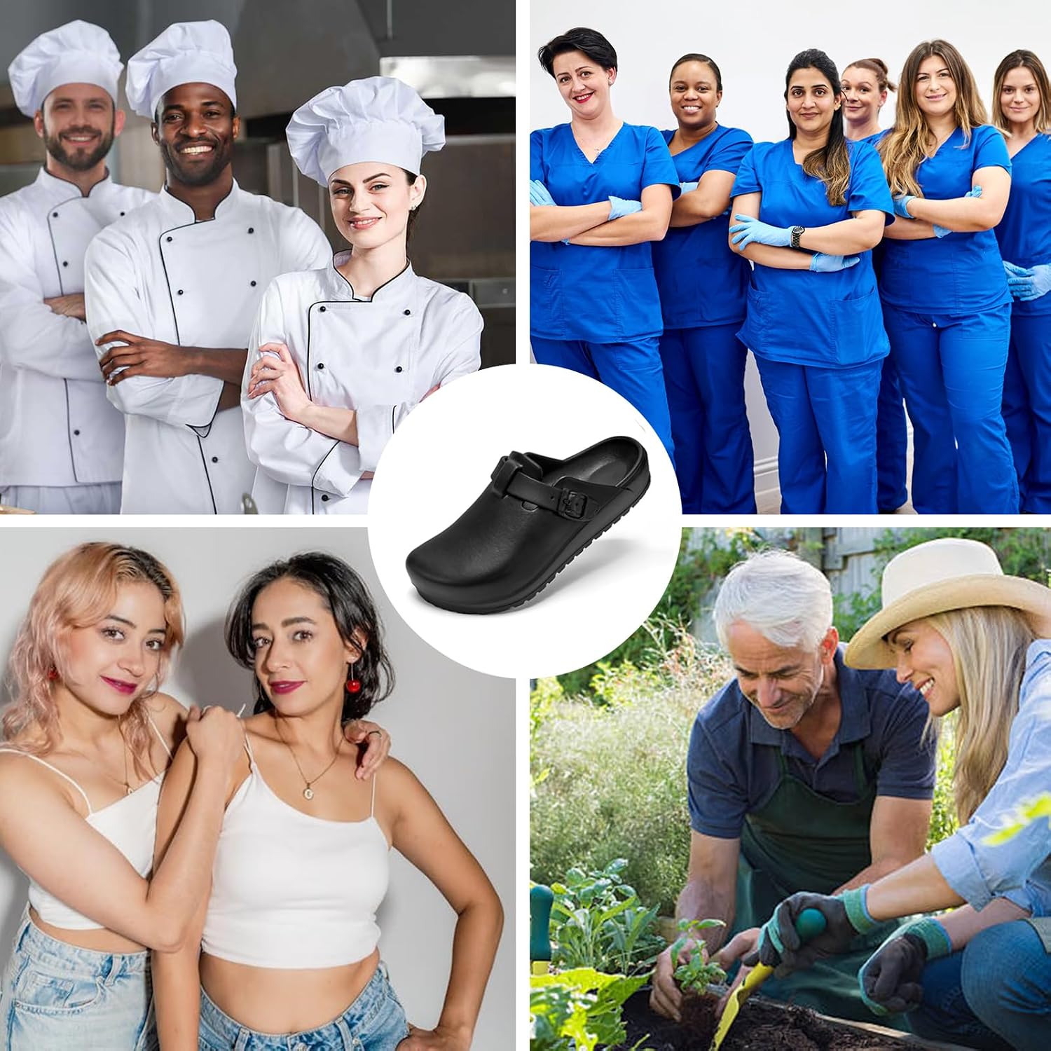 Arch Support Work Clogs Slip Resistant Orthopedic Shoes For Chef Nurse Garden Comfortable, Slip-On Cushion Slide Sandals