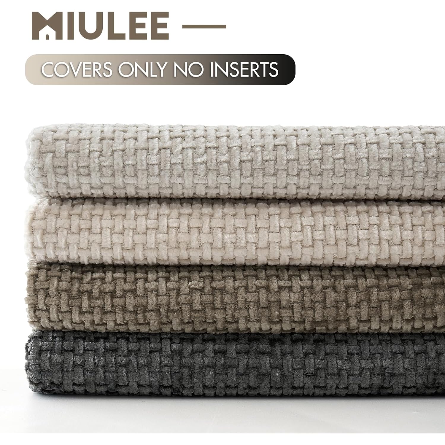 MIULEE Pack of 4 Couch Throw Pillow Covers 18x18 Inch Neutral Soft Decorative Chenille Pillow Covers Farmhouse Boho Cushion Covers for Mid Century Modern Spring Home Decor Sofa Bedroom Living Room