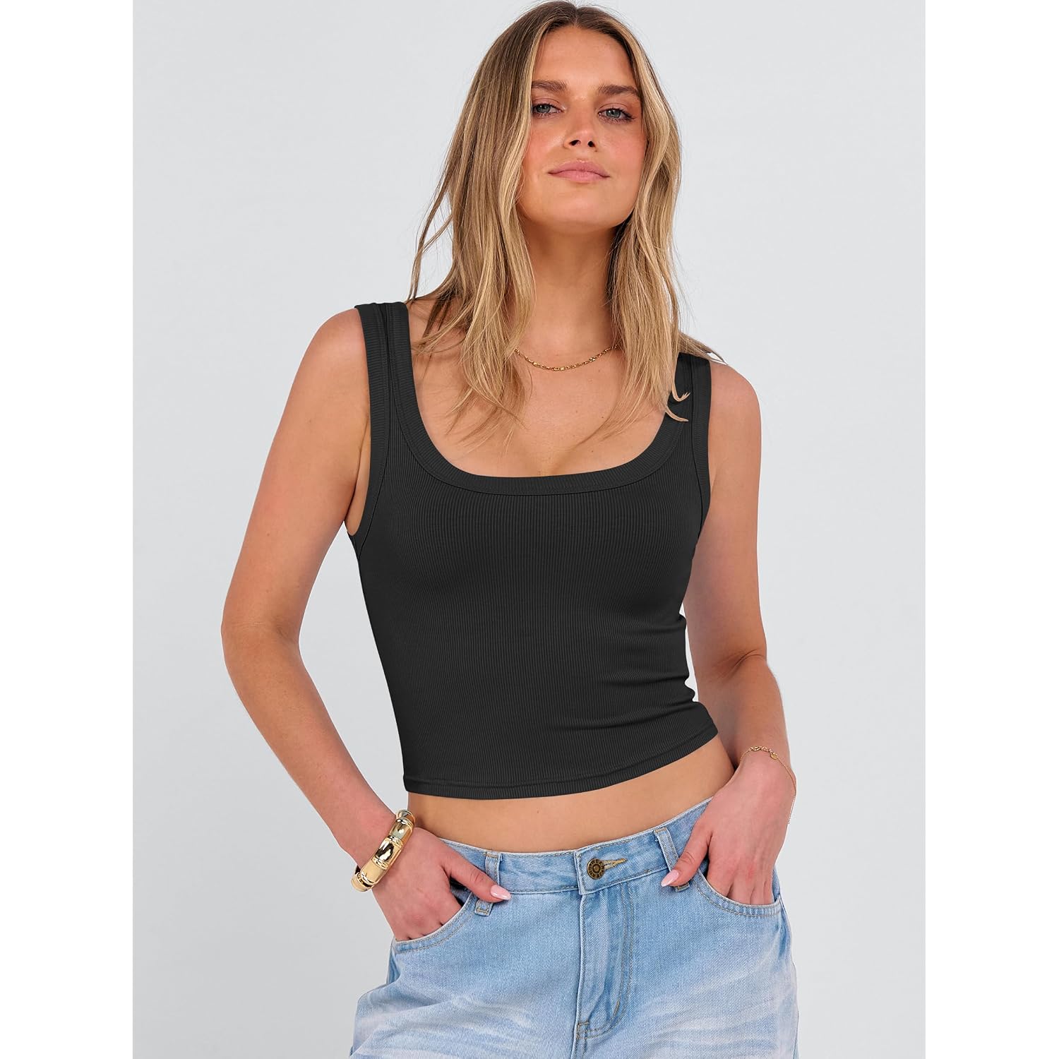 ANRABESS Womens Crop Tank Tops, Soft Breathable Ribbed Slim Fit, Comfy for Basic,Casual,Going Out&Daily Wear