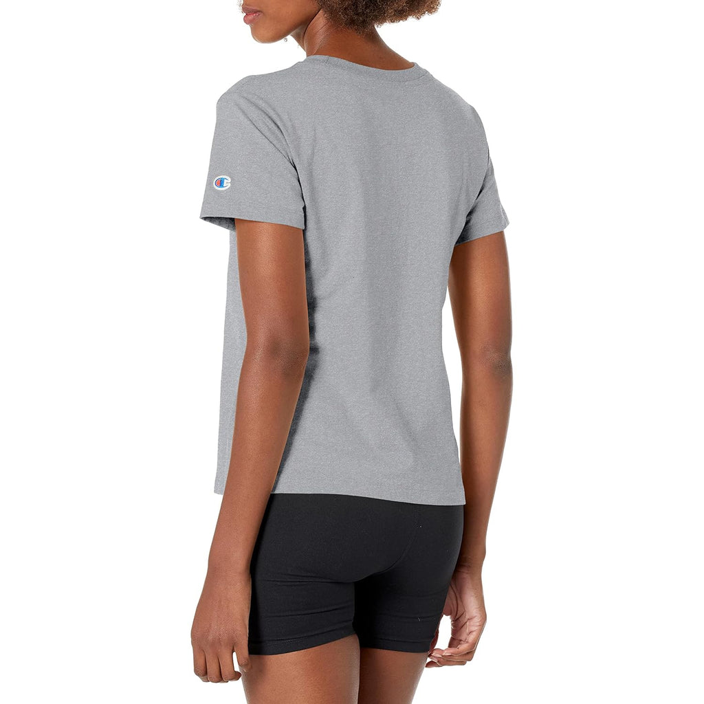 Champion Women’s Classic Short Sleeve Graphic T-Shirt, Standard Fit, Script Logo Oxford Gray - Classic Script Logo