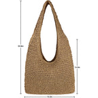 Women Large Straw Beach Bag Handmade Woven Shoulder Bags Hobo Tote Handbag Purse for Summer