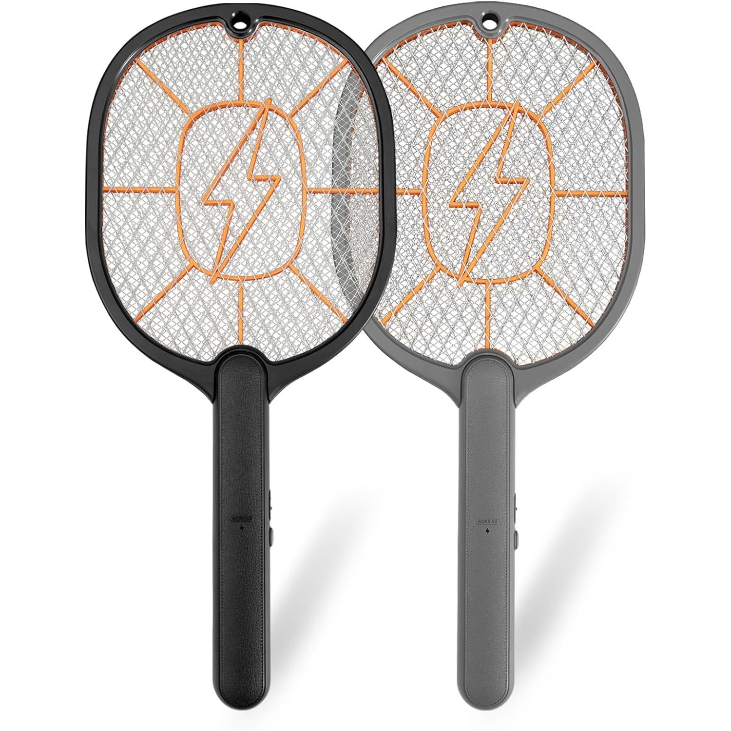 2-Pack Electric Fly Swatter – Battery Powered Mosquito & Bug Zapper Racket With Safe Mesh & Wall-Mount Design For Indoor And Outdoor Use (Black & Gray)