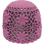 Zlyc Women Cotton Crochet Skull Cap Handmade Knit Cutout Floral Beanie Hat