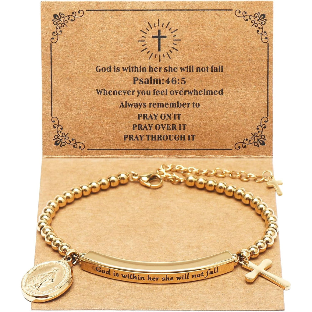 DS Inspirational Bracelet for Women Christian Engraved Bibler Verse Cross Butterfly Daisies Charm Bracelet, Exquisite Stainless Steel Jewelry Daughter Best Friend Bestie