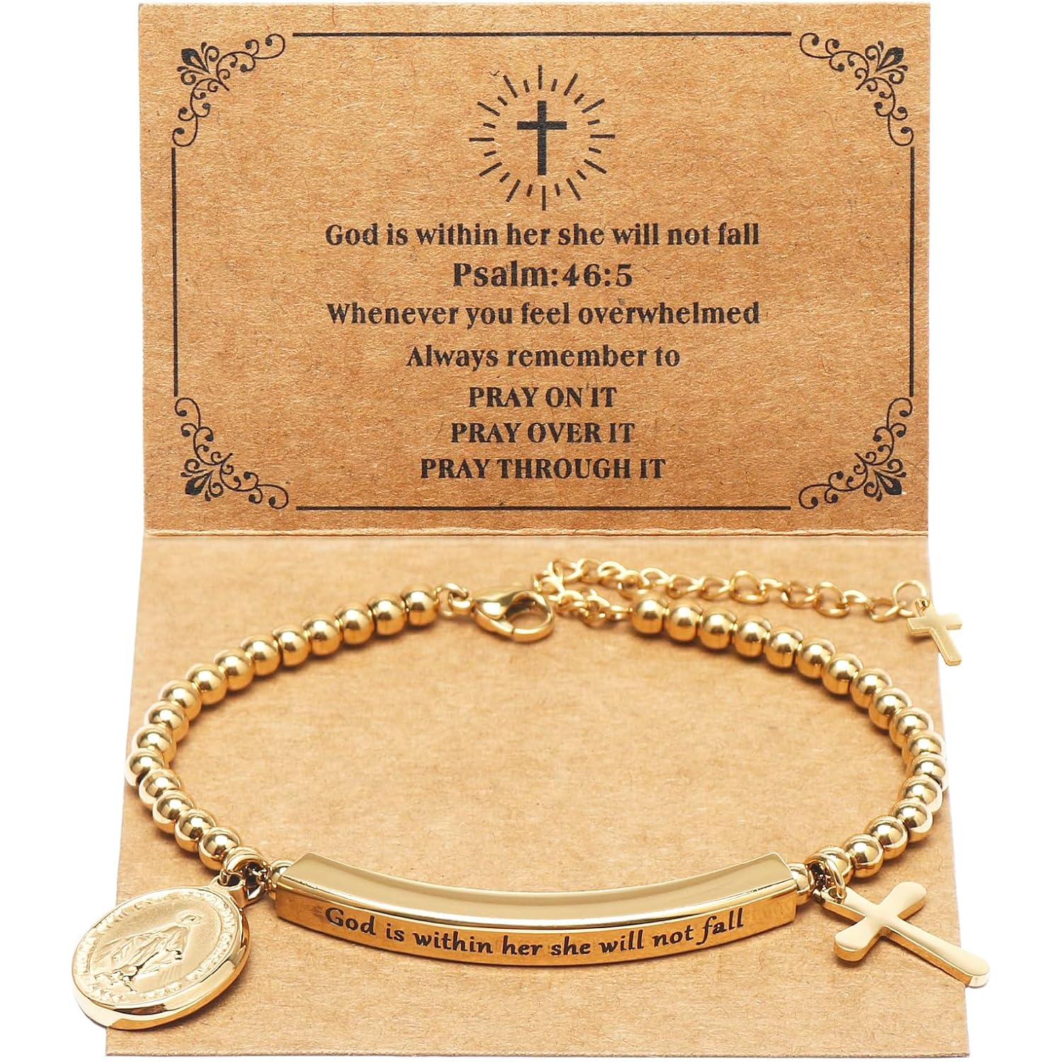 DS Inspirational Bracelet for Women Christian Engraved Bibler Verse Cross Butterfly Daisies Charm Bracelet, Exquisite Stainless Steel Jewelry Daughter Best Friend Bestie