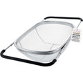 U.S. Kitchen Supply Stainless Steel Colander Strainer - 6-Quart Collapsible Colander With Expandable Rubber Handles - Rectangular Sieve, Fine Mesh Stainless Steel Strainers And Colanders For Kitchen