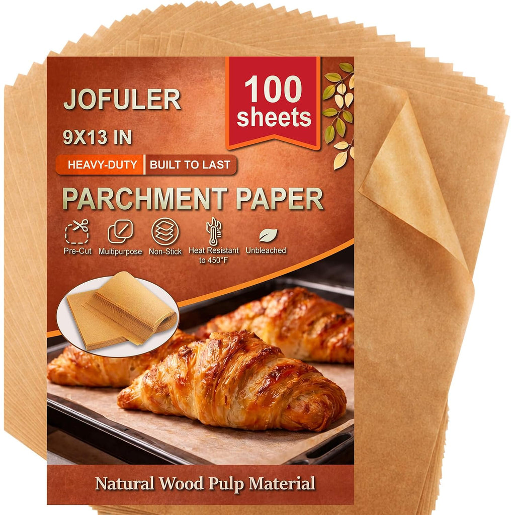 Parchment Paper Sheets, 9X13 Inch Non-Stick Precut Unbleached Parchment Paper For Baking, Grilling, Air Fryer And Steaming, Perfect For Cookies, Bread, Cakes And More, 100Pcs