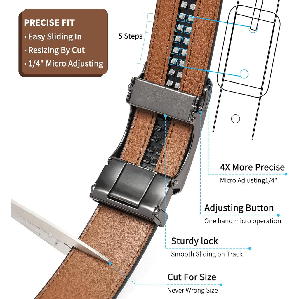 Goiacii Men Belt Ratchet Leather Belt Effortless Style For Men'S Dress Casual Jeans Trim To Fit