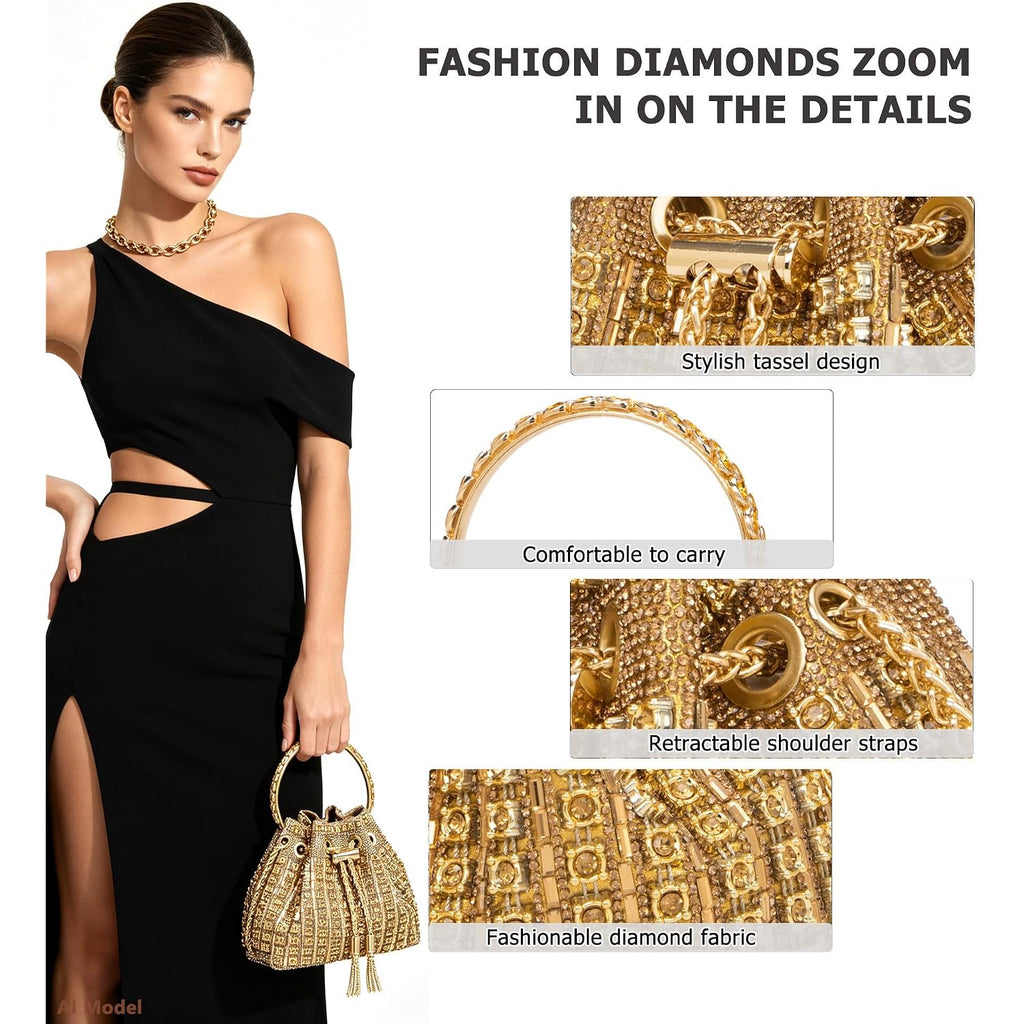Sparkly Rhinestone Clutch Purse, Diamond Evening Bag With Chain