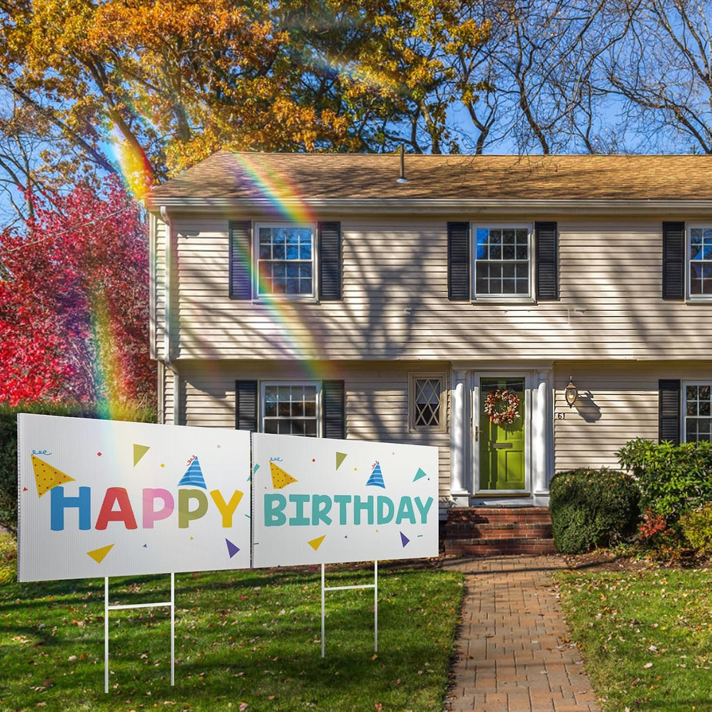 4 Pack Blank Yard Signs 17 X 12 In With Metal Stakes, White Plastic Yard Lawn Sign For Birthday Decoration,Garage Sale,Guidepost, Open House, Rent