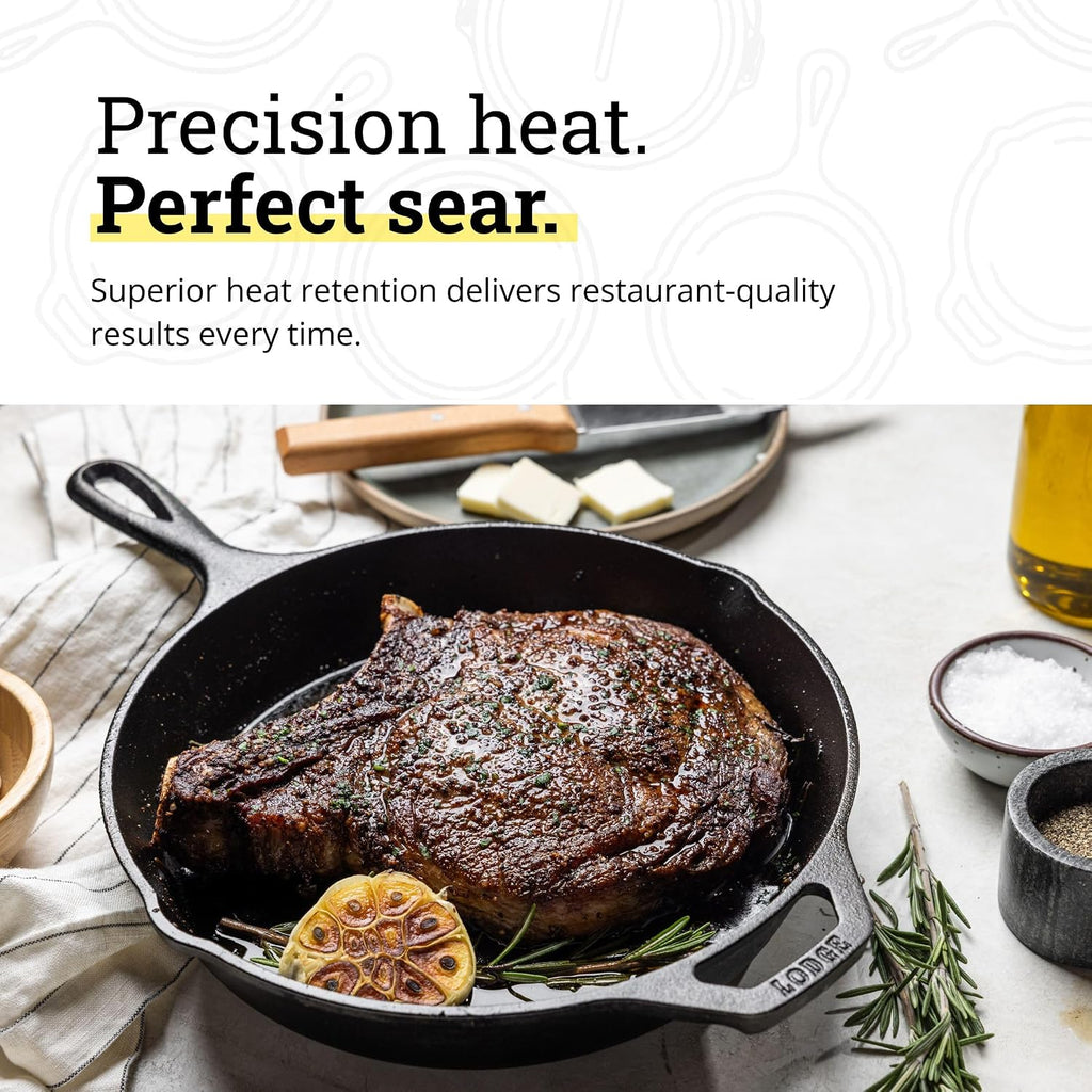 Lodge Seasoned Cast Iron Skillet 10.25 Inches - Pfas-Free, Non-Toxic Cookware - Use With An Oven, Stove, Grill, Or Campfire - Naturally Non-Stick & Oven Safe