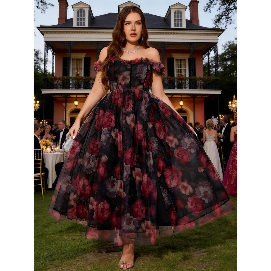 Eywol Plus Size Formal Cocktail Party Dress, Wedding Guest Evening Gown With Slit