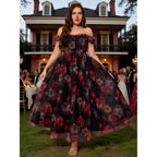 Eywol Plus Size Formal Cocktail Party Dress, Wedding Guest Evening Gown With Slit