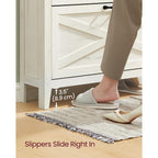 Vasagle Liry Collection - Shoe Storage Cabinet Organizer With 2 Flip Drawers, Freestanding Narrow Shoe Rack Cabinet For Entryway, Farmhouse Style, Fits 12 To 16 Pairs, Rustic White Uhsc201W01