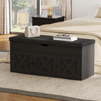 Shoe Storage Bench With Lift Top & 3 Barn Doors, Entryway Bench With Removable Cushion, Adjustable Shelf, Hidden Storage Cabinet For Hallway, Living Room, Bedroom - Black