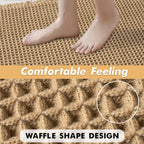 MIULEE Set of 2 Waffle Bathroom Rugs, Boho Bath Rugs Non Slip Washable, Super Absorbent Bath Mats, Ultra Soft Rubber Backed Shower Mats for Bathroom Floor, Tub and Shower, Brown, 18x30 Inch