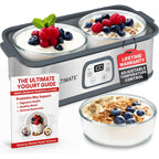 Ultimate Probiotic Yogurt Maker with Adjustable Time & Temperature Control, Make Trillions of Probiotics for Better Gut Health, Two 1-Quart Containers for Larger Batches, ULTIMATE LIFETIME WARRANTY