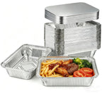Aluminum Pans With Lids (60 Pack, 8.5"×6") 2.25 Lb Capacity Foil Pans With Lids - 60 Pans And 60 Cardboard Covers - Disposable Food Containers Tin Foil Pans For Baking, Meal Prep,Storage And Freezer