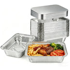 Aluminum Pans with Lids (60 Pack, 8.5"×6") 2.25 LB Capacity Foil Pans with Lids - 60 Pans and 60 Cardboard Covers - Disposable Food Containers Tin Foil Pans for Baking, Meal Prep,Storage and Freezer