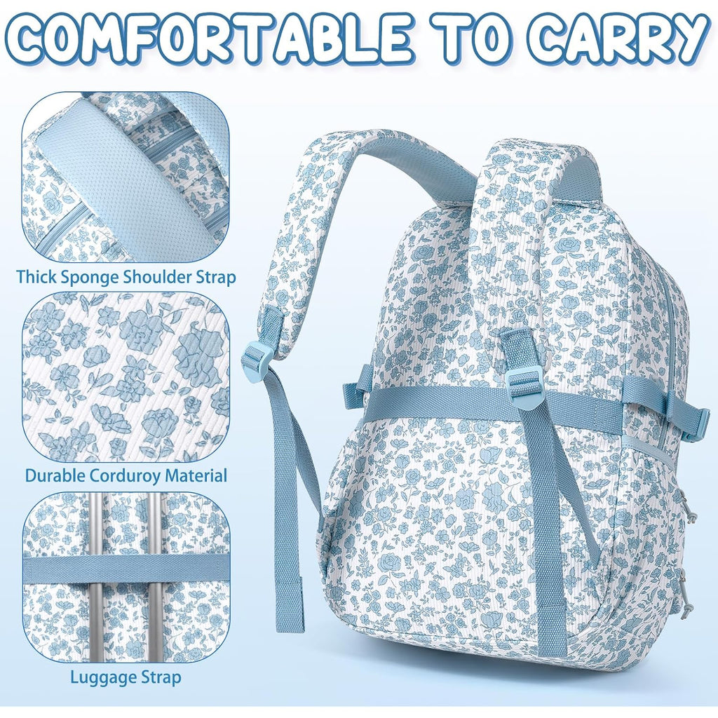 Fimibuke 3Pcs Corduroy Backpack For School Girls With Lunch Box Pencil Case | Lightweight Teen Girls Bow Backpack, Kids School Bag Bookbag For Elementary Middle High School Supplies Laptop Travel Daypack