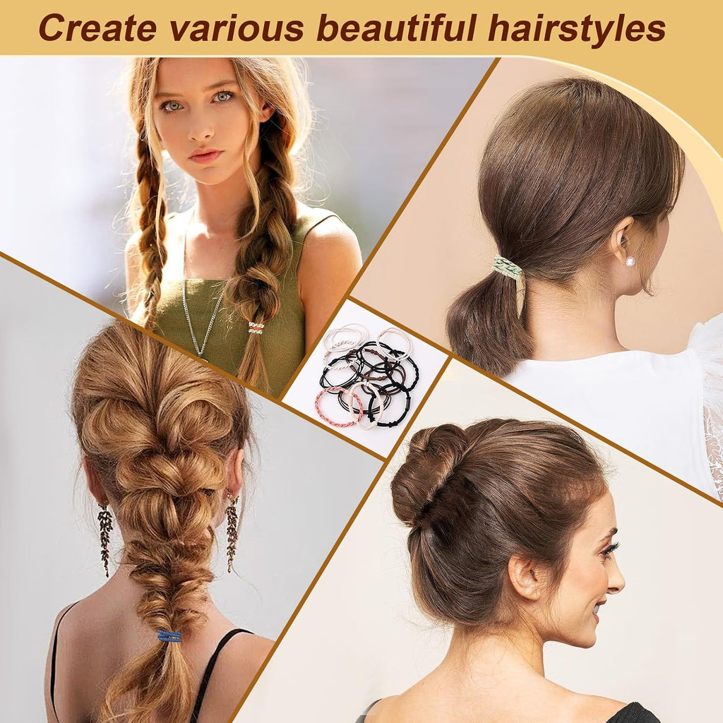 48 Pcs Boho Hair Ties, Elastic Hair Tie Bracelets For Women, Cute Hair Ties No Damage, Ponytail Holders For Girls With Thick And Thin Hair - Multicolor