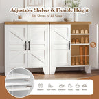 Heybly Shoe Cabinet, Modern Farmhouse Entryway Shoe Storage Cabinet With Doors, Adjustable Shelves,Hidden Shoe Storage, Versatile Entryway Cabinet Furniture With Thick Top & Reinforced Legs, Hsc001Wwb
