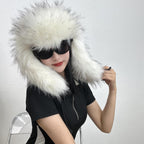 Furry Russian Hats Y2K Fur Trapper Hat Winter Faux Fur Soft Warm Ushanka Earmuffs Ear Flap Hat