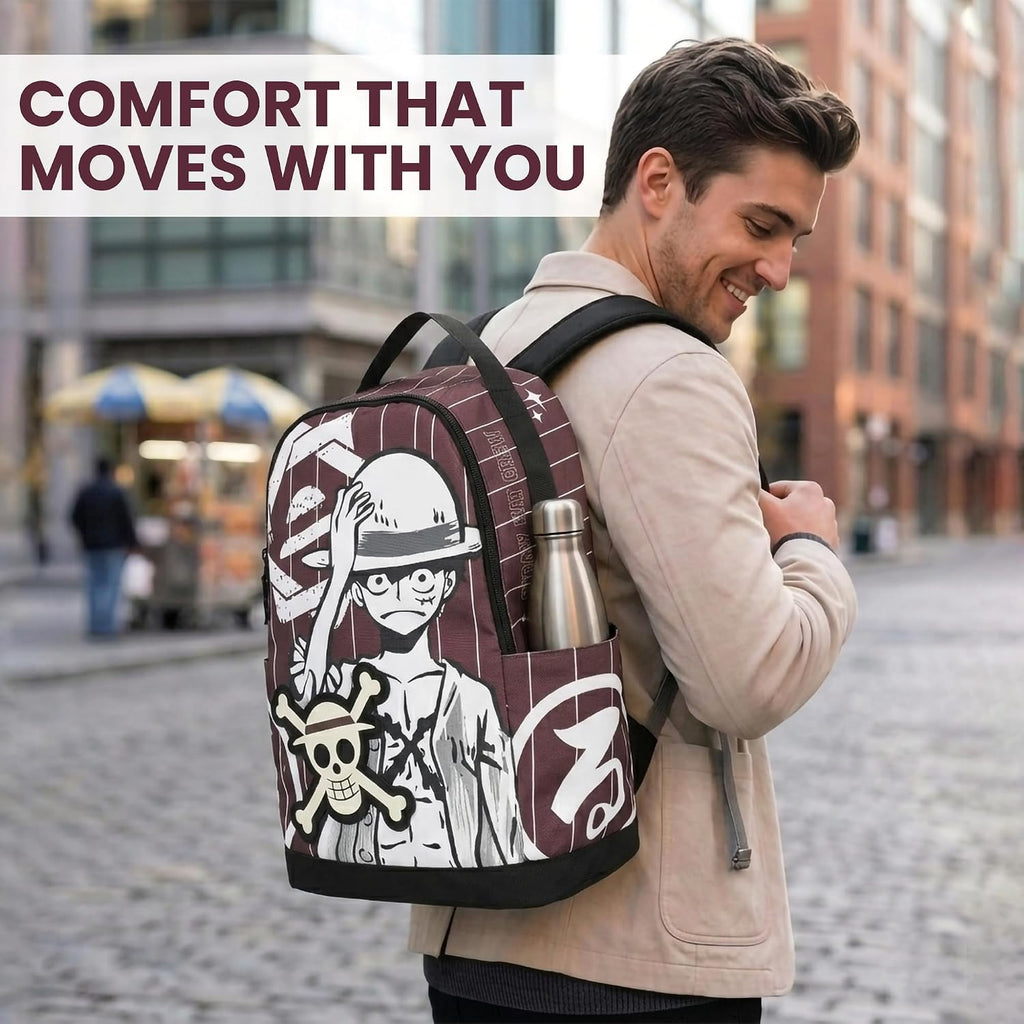 Bioworld One Piece Luffy Character Art 18.5” Adult Brown Backpack