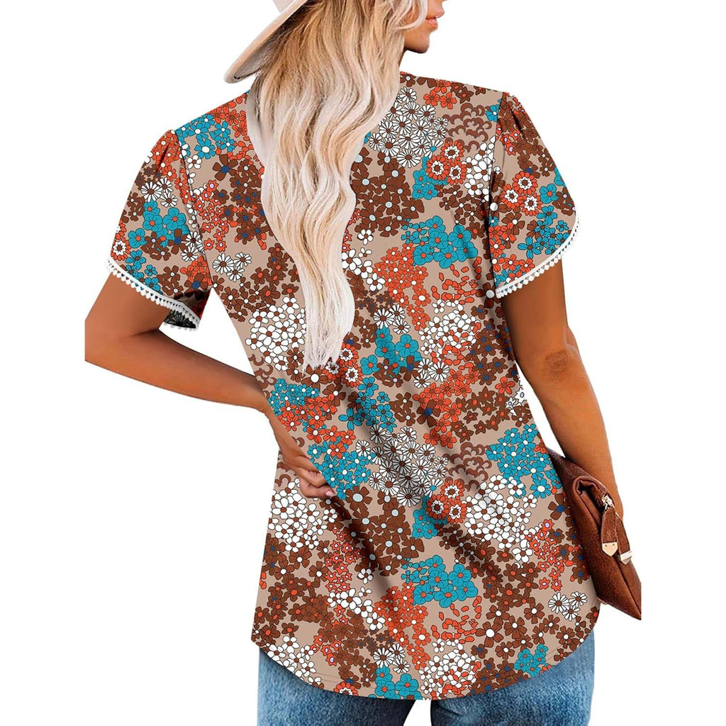 BETTE BOUTIK Womens Summer Tops Corded Short Sleeve Tunic Shirts Pleated Crewneck Corded Tops Blouses S-3XL