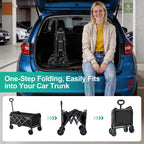 Sunnyfeel Lightweight Folding Wagon Cart, 350Lbs Portable Wagon Carts Foldable For Shopping Camping Garden Beach,Black