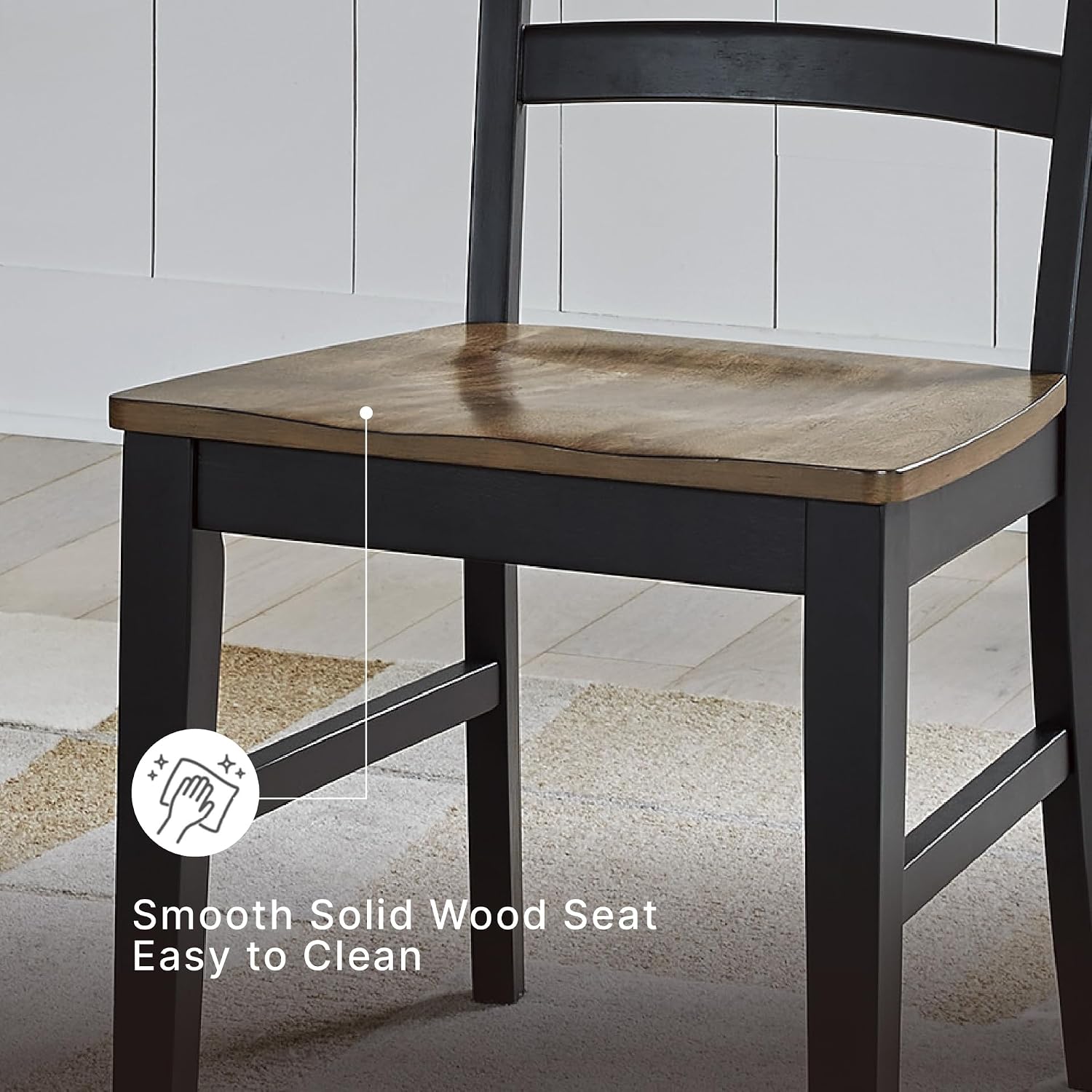 Signature Design By Ashley Wildenauer Dining Chairs Set Of 2, Modern Farmhouse Wood Side Chairs With Solid Wood Frame, Contoured Mango Veneer Seat, Casual Kitchen Seating, Black And Brown