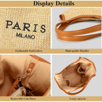Straw Tote Bags For Women, Summer Straw Purses And Handbags Shoulder Woven Raffia Beach Bag With Coin Purse