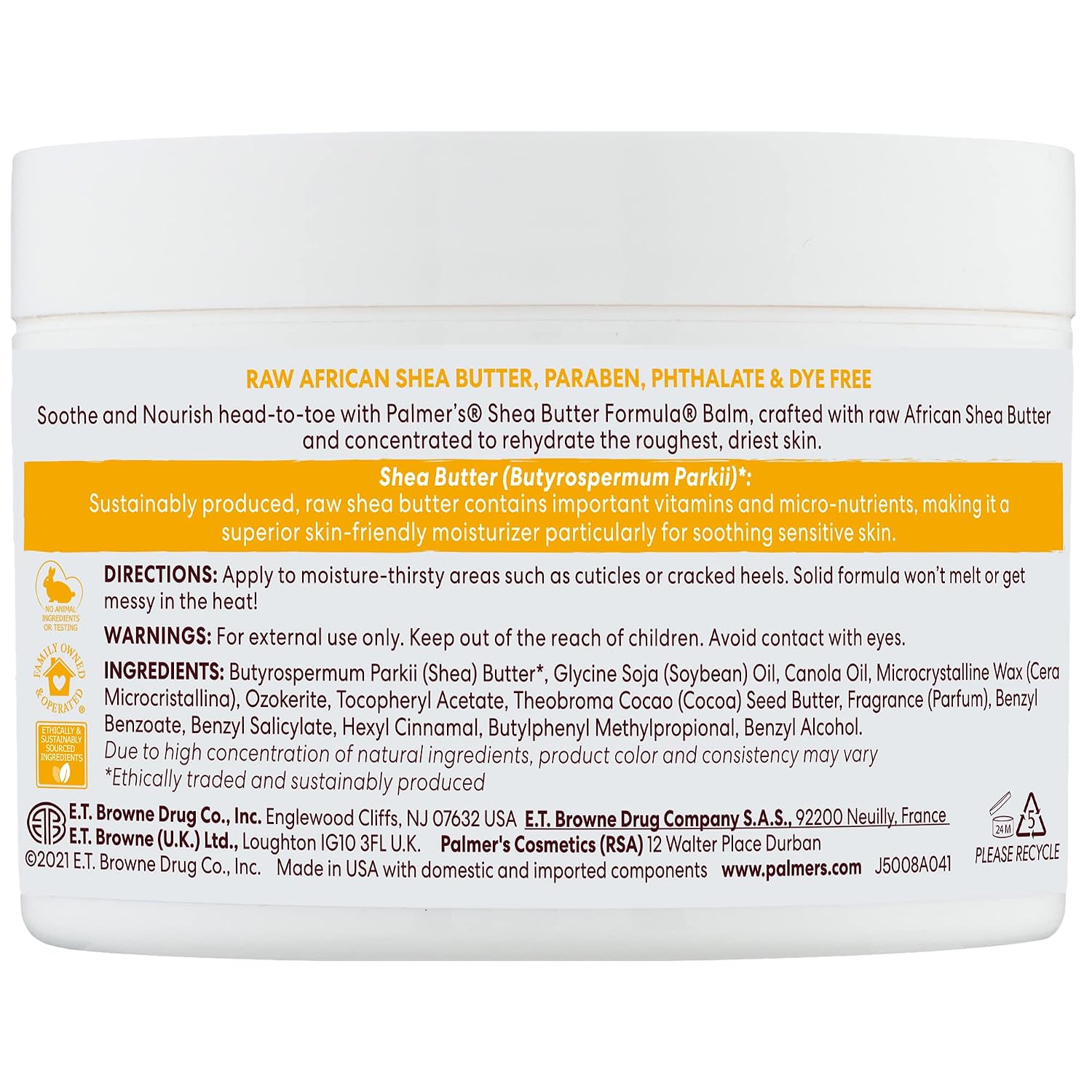 Palmer'S Shea Butter Formula Raw African Shea Butter Balm, Nourishing Body Moisturizer For Rough, Dry Skin, 7.25 Ounces