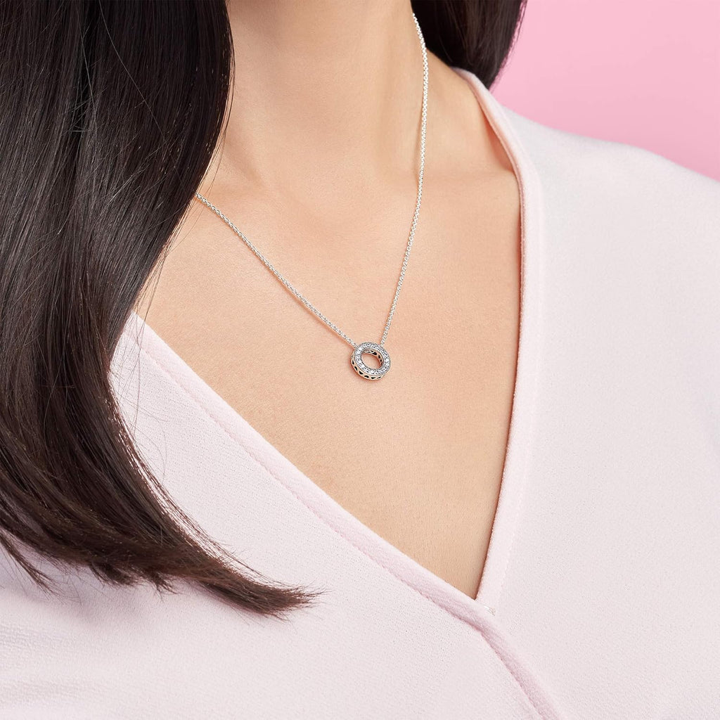PANDORA Hearts of PANDORA - Gift for Her - Cubic Zirconia Necklace in Sterling Silver - With Gift Box - 17.7"