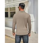 Coofandy Mens Long Sleeve Polo Shirts Classic Casual Button Polo Tee Lightweight Collared Golf Shirt